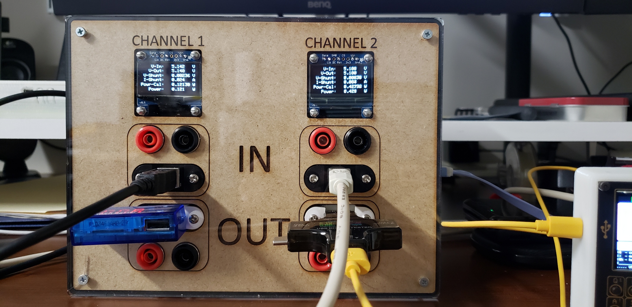 Dual Volt Amp Monitor device measuring two circuits.