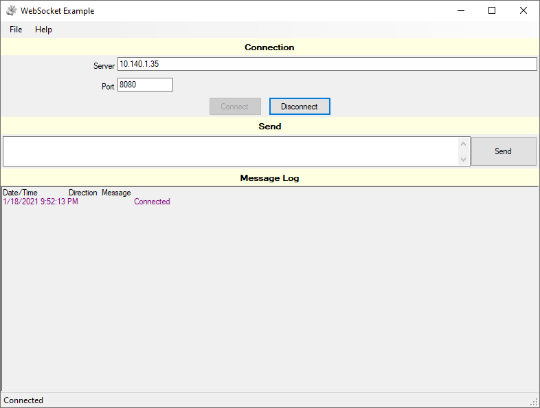 WinSocket Example Windows Application - Connected